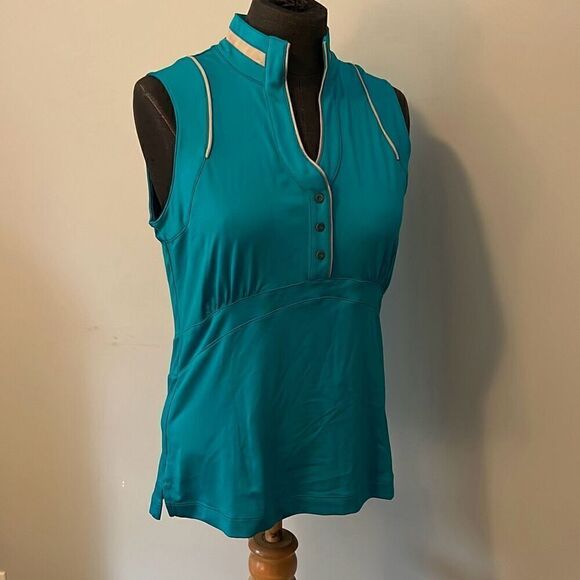 Tail Tech Women's Blue Sleeveless Collared Golf Activewear Tank Top - Picture 6 of 7